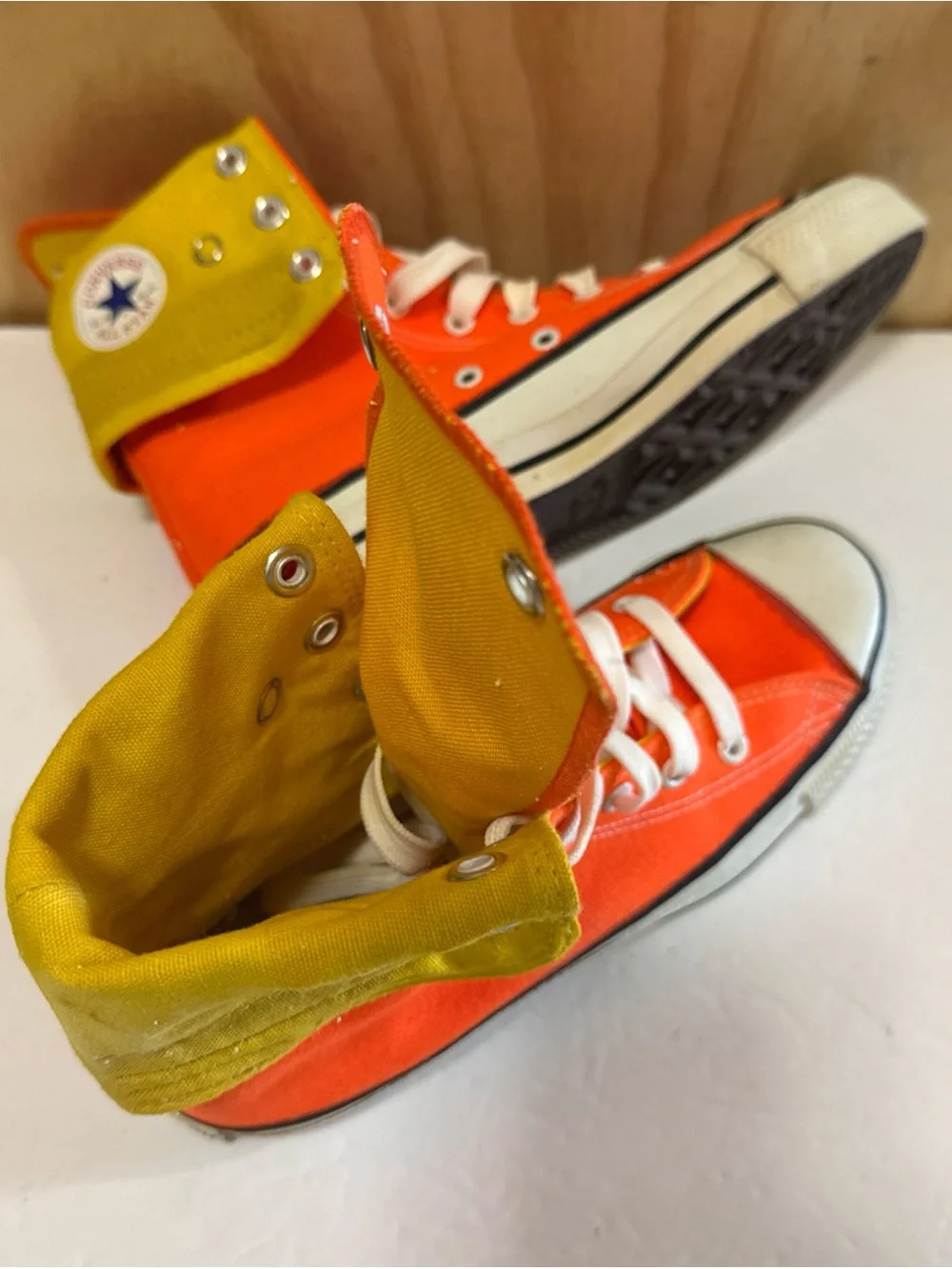 Vintage 70's converse allstar hi-top orange sneakers US sz 9 - Picture 7 of 9